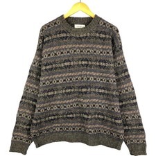 Vintage 2000'S Eddie Bauer Fair Isle Pattern Wool Knit Sweater Made in USA M...