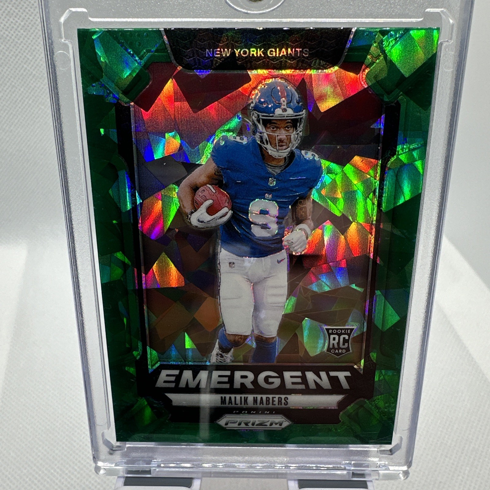 2024 Panini Prizm - Emergent Malik Nabers #6 Green Ice Prizm (RC)