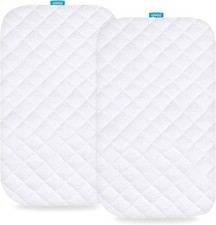 Waterproof Bassinet Mattress Pad Cover Soft Bamboo Surface 35''x21'' 2 Pack