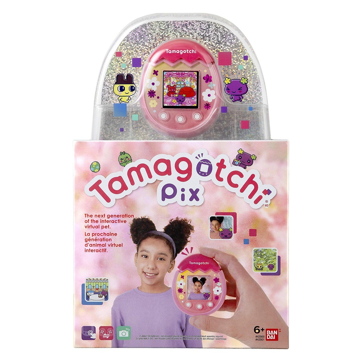 Bandai Tamagotchi Pix Virtual Pet Electronic Toy w/ Silicone Case