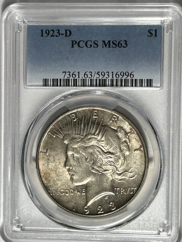 1923 D PEACE DOLLAR PCGS MS 63