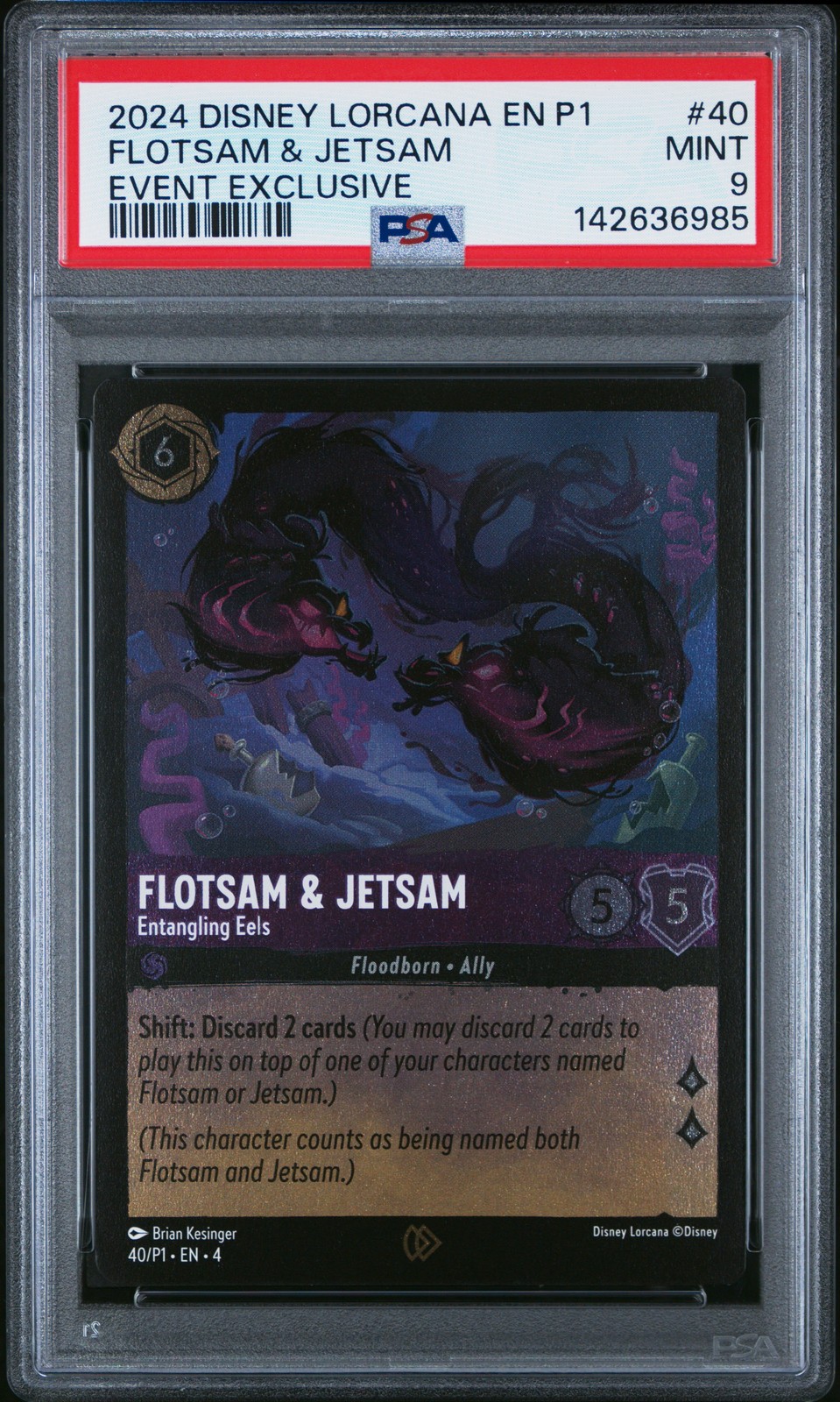 2024 DISNEY LORCANA EN P1-PROMO #40 FLOTSAM & JETSAM - ENTANGLING EELS PSA 9