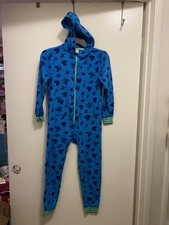 Cat Jack Boys Full Zip Footless Fleece Sleeper Pajamas Size 6 Blue Gaming