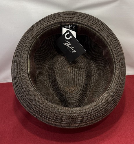 Bailey of Hollywood Expresso Braided Billy Fedora Teardrop Crown Trilby Hat Lg - Picture 9 of 20