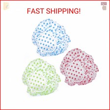 3PCS Shower Caps, Elastic Reusable Waterproof Plastic Shower Cap for Women Ladie