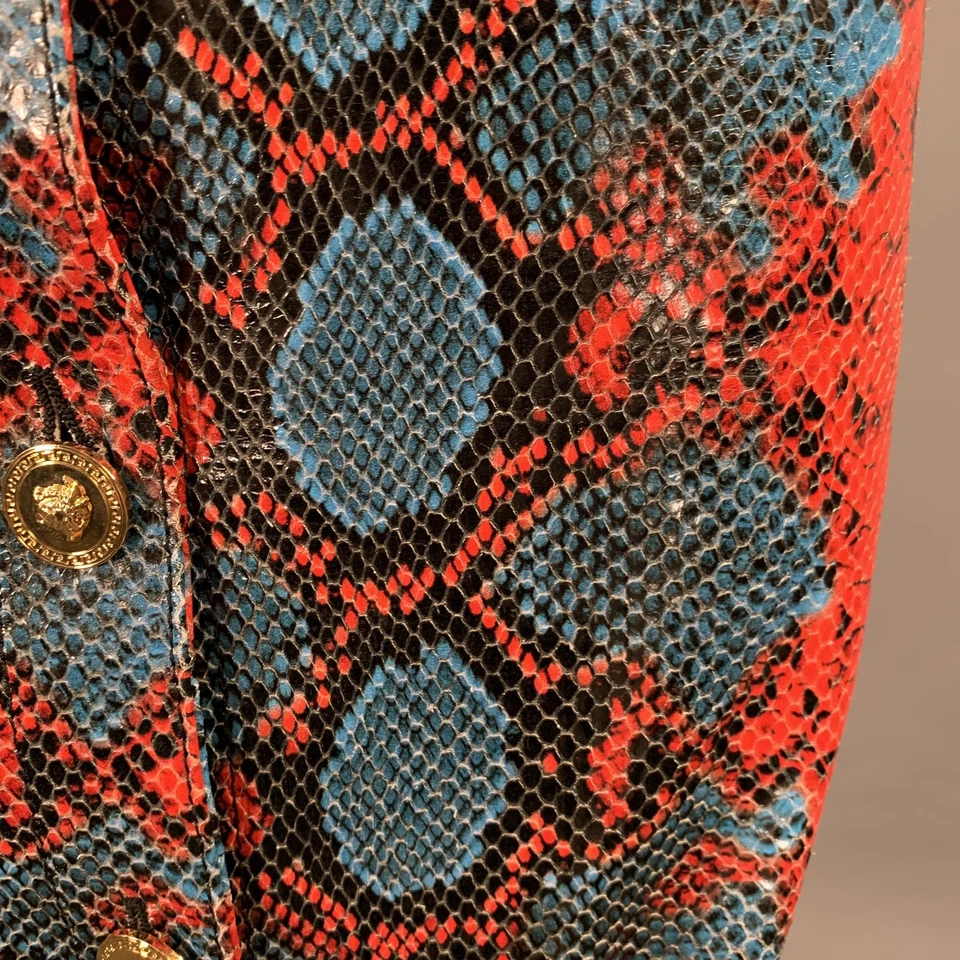 FALDA LÁPIZ DE CUERO EMBOSADO DE SERPIENTE ROJA Y AZUL TAMAÑO S - Imagen 4 de 4