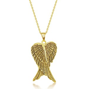 Authentic Classic Women's Pendant Sterling Silver Pair of Wings Gold Plated with Bail