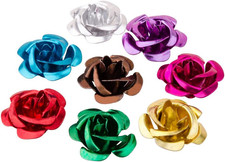 100Pcs Mixed Color 17Mm Aluminum Rose Flower Tiny Metal Beads Metal Spacer Beads