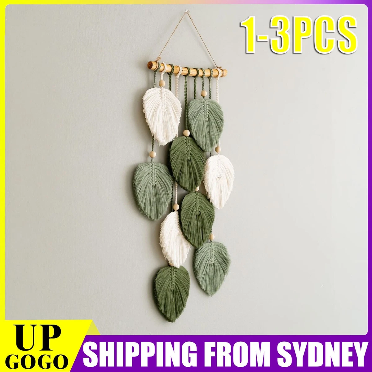 1-3X Wall Hanging Leaf Macrame Cotton Boho Room Home Decor Hand-Woven Aesthetic
