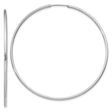 14k White Gold 1.5x55mm Polished Endless Tube Hoop Earrings L-55 mm, W-1.5 mm