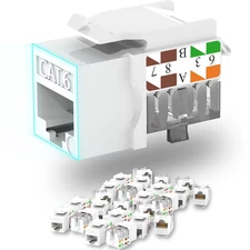 Keystone Jack Cat6 Slim 25 Pack, Cat6 Keystone Jacks 90 Degree, RJ45 Keystone Ja