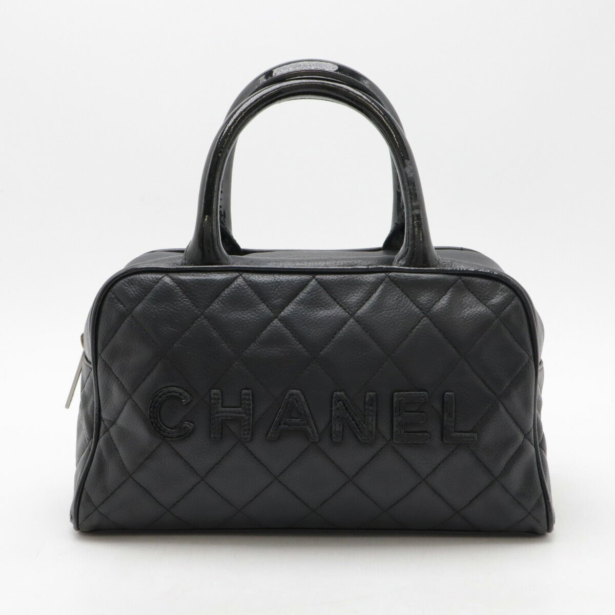 Chanel Matelasse Caviar Skin Mini Boston Bag Women Black One Size