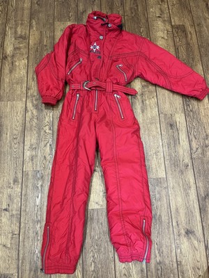 Vintage Rodeo roter Damen Skianzug Größe 10 Cowgirl Gürtel Top Zustand