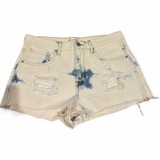 BULLHEAD High Rise Shorts White and blue distressed denim shorts Size 27 Women s