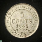 New Foundland 1945 King George VI 5 Cents Silver - Extra Fine Details