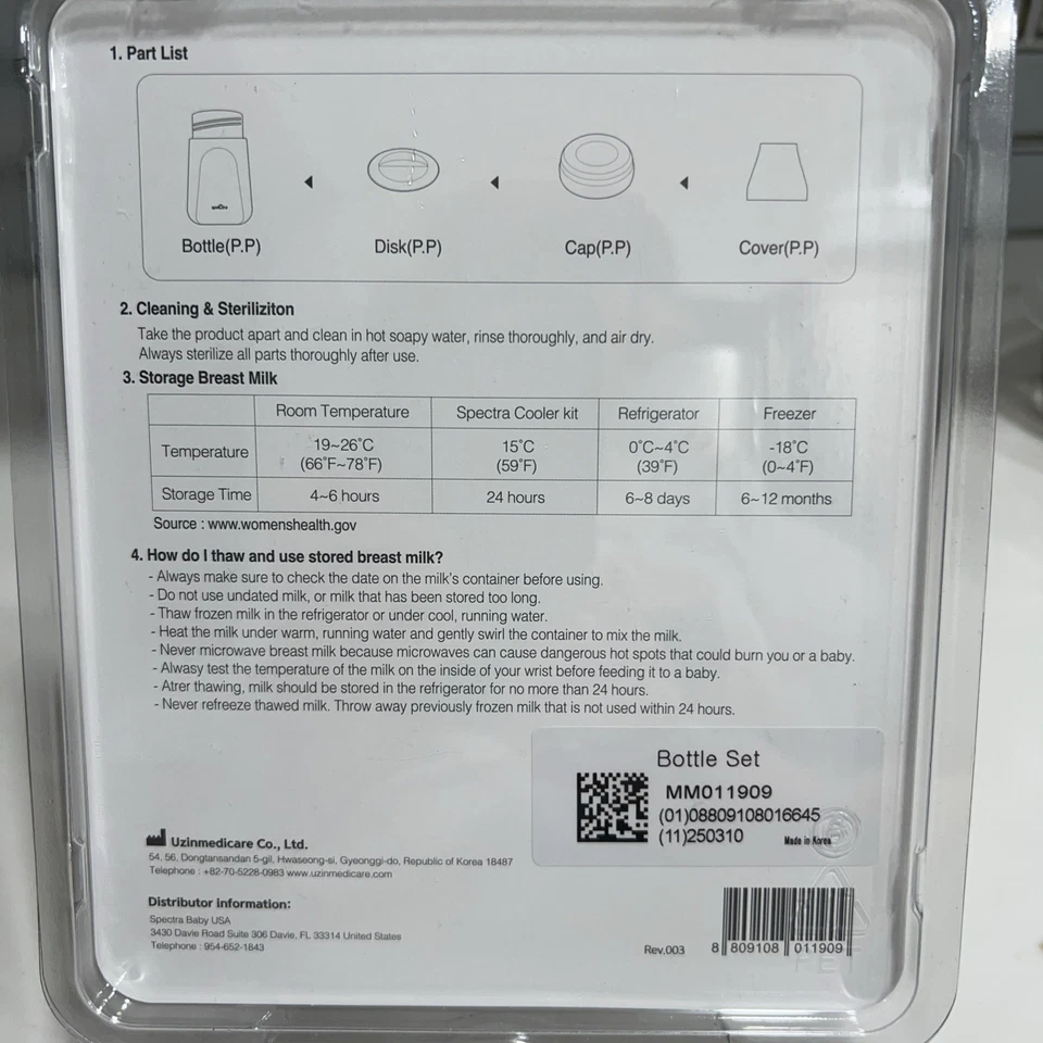 Pack de 2 biberones cuello ancho compatibles con bridas de extractor de leche materna transparentes Foto 3 de 4