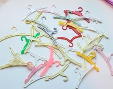 LARGE LOT 33  PCS PLASTIC DOLL CLOTHES HANGERS FITS SMALL DOLL CLOTHES 12 14"