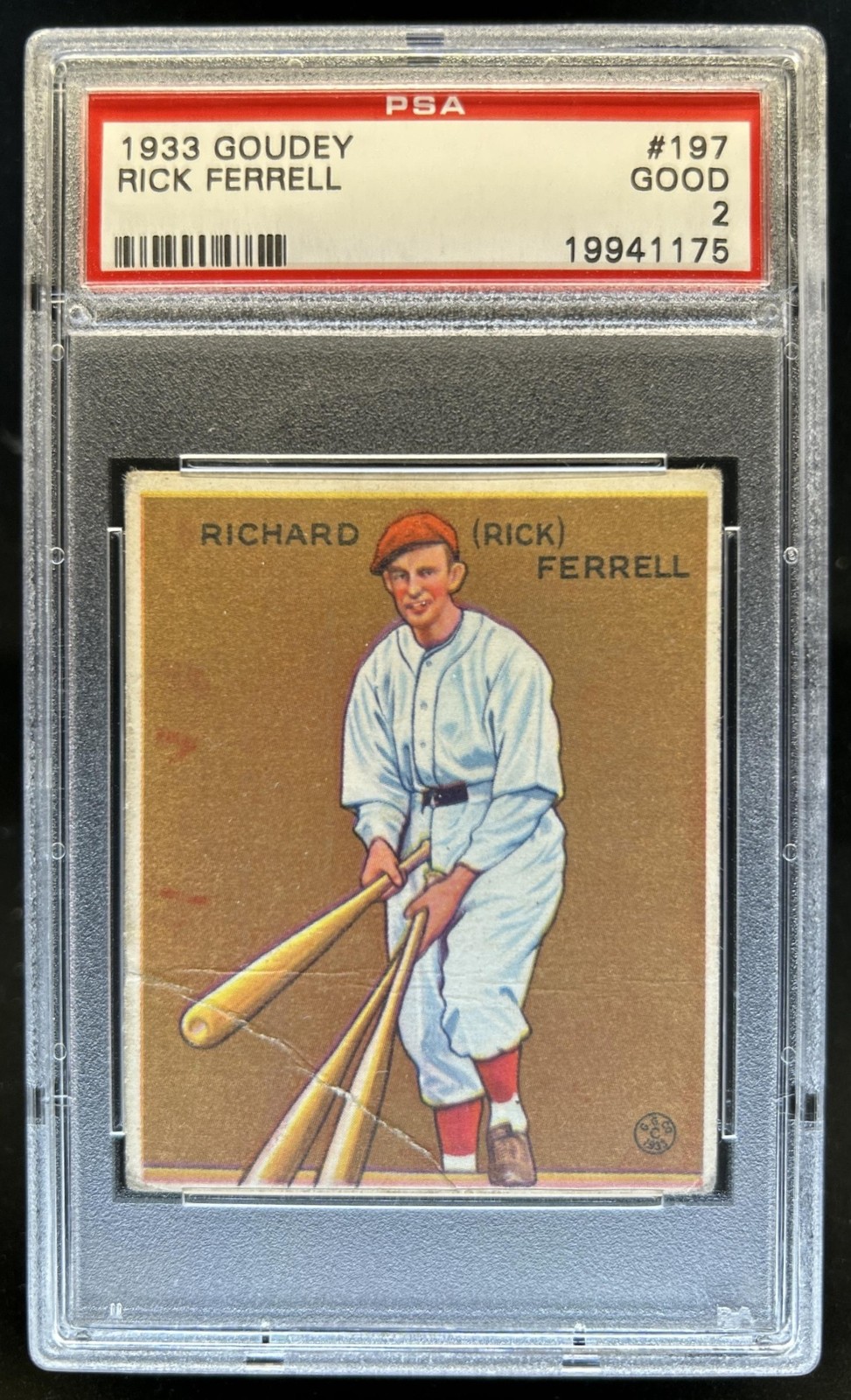 1933 Goudey R319 Rick Ferrell Rookie RC #197 Red Sox PSA 2