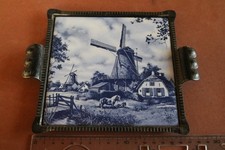 toller alter Teekannenuntersetzer - Handbemalte Delfter Fliese Windm&uuml;hlen