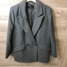 Pull & Bear Womens Medium Grey Double Breasted Jacket Nwot