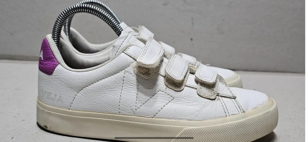 VEJA CAMPO V LOCK WOMEN S LEATHER LACED UP TRAINERS WHITE PURPLE