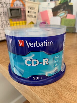 50 VERBATIM CD-R CDR 700MB 52X, 80min BRAND NEW/UNOPENED Media Disc