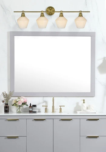 Living District Gene 4 Light Satin Gold And Frosted White Glass Wall Sconce - Picture 2 of 8