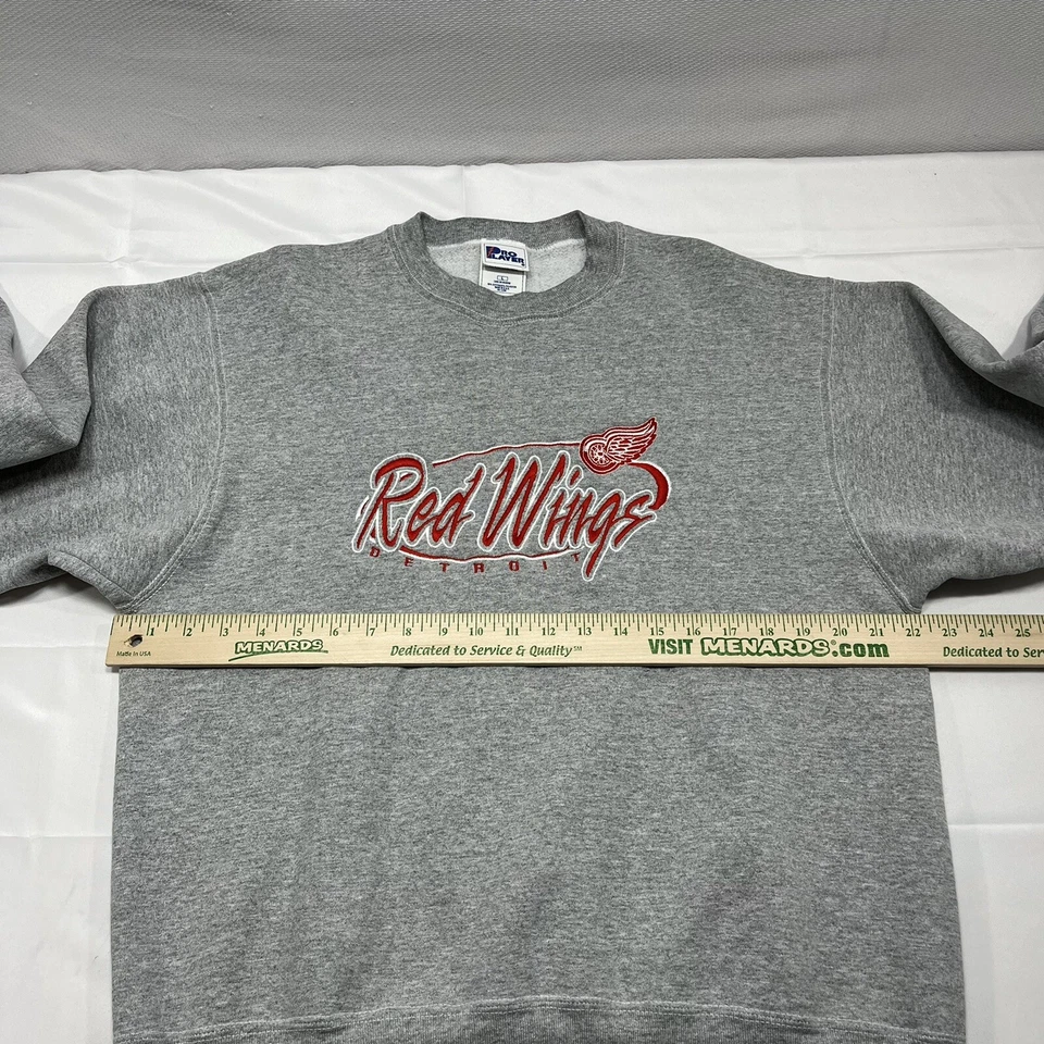 Pulôver vintage anos 90 Detroit Red Wings moletom jogador profissional gola redonda tamanho grande - Imagem 4 de 4