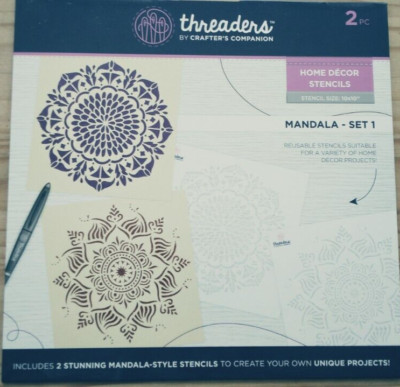 Crafter's Companion Einfädler Wohndeko Schablonen 10'' Quadrat Mandala Set 1 Neu