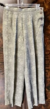 Vtg Sostanza Pants Satin Floral Tapestry Beige Dressy Women Sz 16 Made in USA