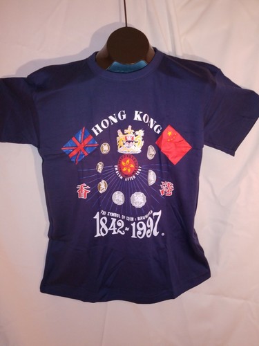 1997 T Shirt Handover Hong Kong United Kingdom China Navy Blau XXL 1 Naht Neu ohne Etikett - Bild 1 von 6