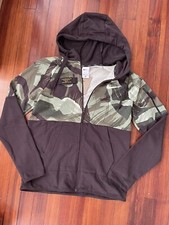 NIKE Men  s Full Zip Hoodie Sweatshirt Brushstroke Camo Brown Green SMALL DQ4790