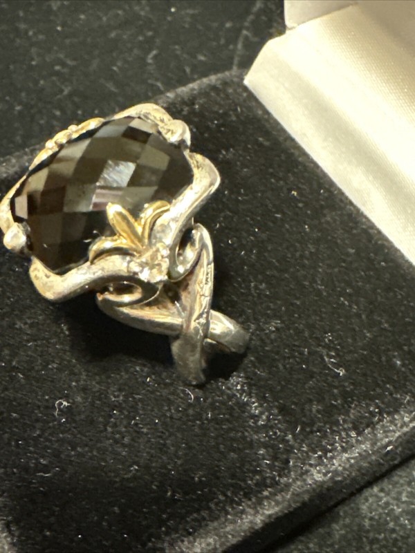 Ann King Sterling Silver/18K Gold 8.00 ct Black Onyx Gemstone Ring, Size 7