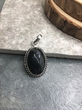 2 Onyx Gemstone Pendant Bail 925 Silver Plated Handmade New 6456