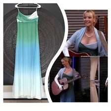 RARE Vintage 90s Y2K Bcbgmaxazria Silk Formal Gown ASO Phoebe Friends Ombré Blue