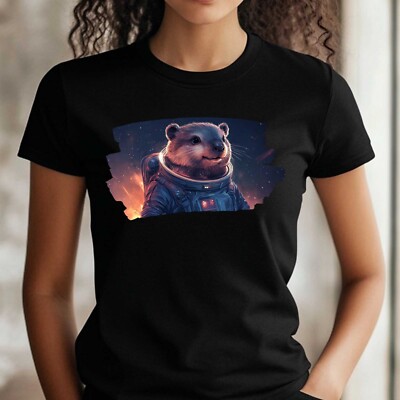 Frauen T-Shirt Biber als Astronaut Motiv Baumwolle Größe S bis 3XL