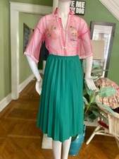 Vtg 70s BLAIR Fall Accordion Pleated Polyester Skirt M Large X Made In USA