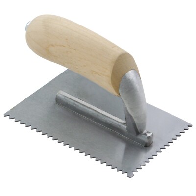 Kraft ST392 1-4''x3-16'' Sawtooth V-Notched Mini Trowel (6-1-2''x4'') with Wood Hand