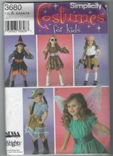 New Simplicity 3680 Girls Costumes Cowgirl Fairy Hippie Witch Pirate Sz 3-8 FF