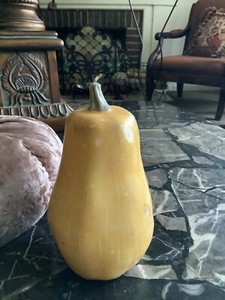New Pottery Barn Large Sculpted Yellow Gourd Candle 65 Hour Burn Time New