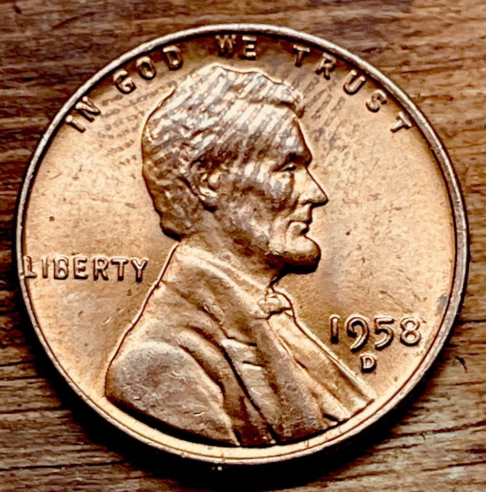 1958 D RD/BRN 🤩1c Double Die  Lincoln Wheat Cent  Rare🔥🔥 - Image 2 of 4