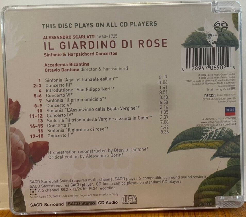 SCARLATTI - Il Giardino di Rose Sinfonie & Concertos Dantone Decca
