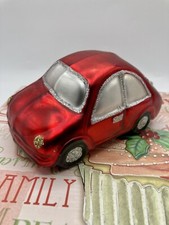 Large Blown Glass Red Car Christmas Ornament