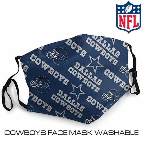 3x Dallas Cowboys NFL Football Quality Fabric Face Mask Cotton Cloth USA 3 Pack - Picture 3 of 5