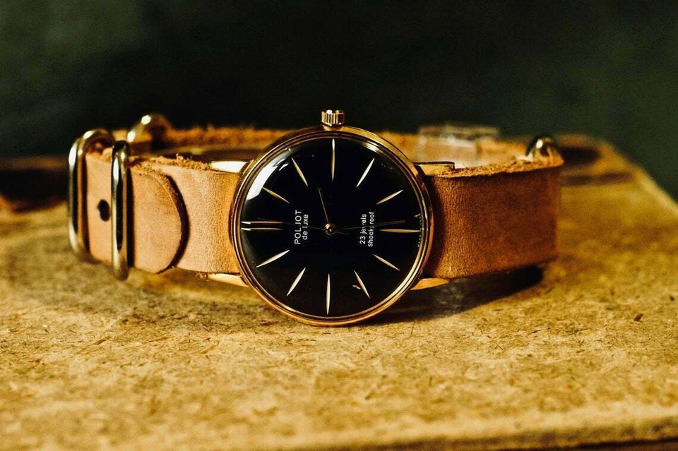 Watch POLJOT De Luxe Vintage Mechanical Luxury leather strap Men's Ultra SLIM - Image 3 of 4