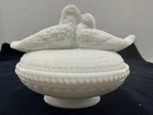 Vintage Westmoreland Milk Glass with 2 Doves Covered Candy Trinket Dish