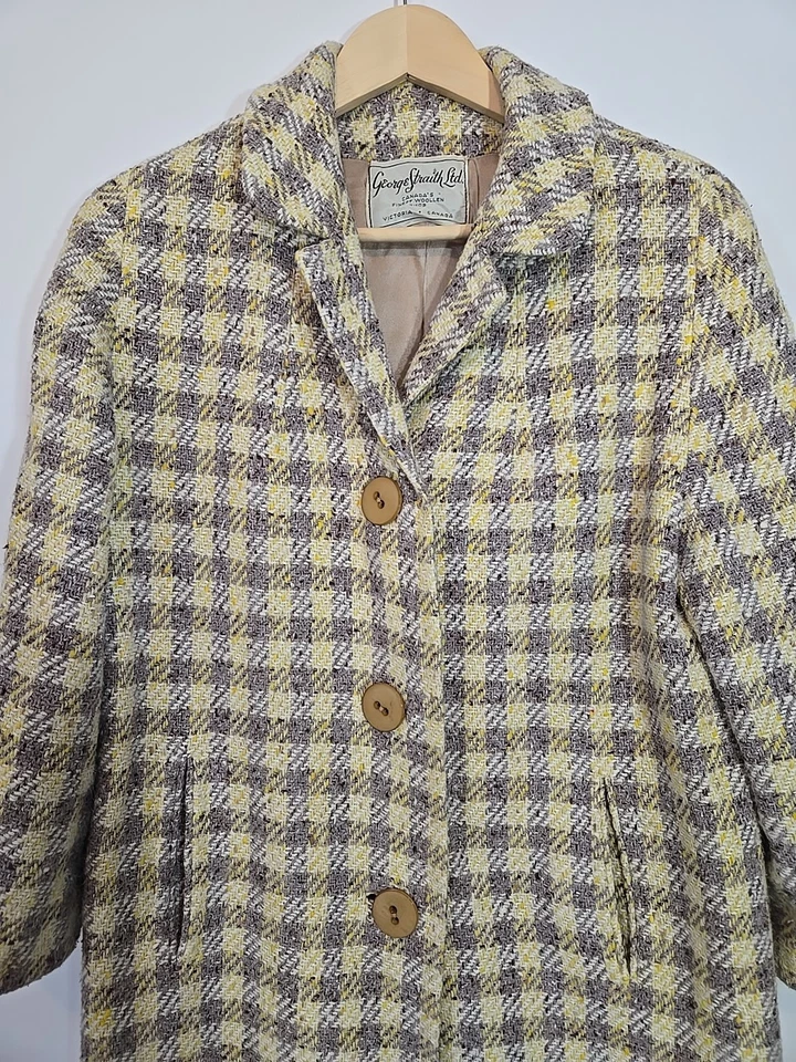 George Straith Ltd Vintage 60s Plaid Woolen Scottish Tweed Dress Coat Size S/M - Image 2 of 4