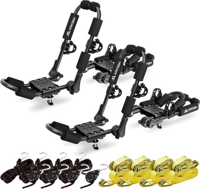 #ad ARKSEN 2 Pair Folding Kayak Roof Rack Heavy Duty Adjustable J Bar Carrier $123.46