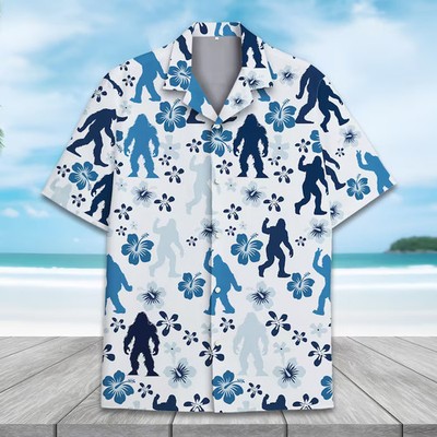 Floral Bigfoot Hawaiian Shirt Men Women Unisex Sasquatch Aloha Beach Party