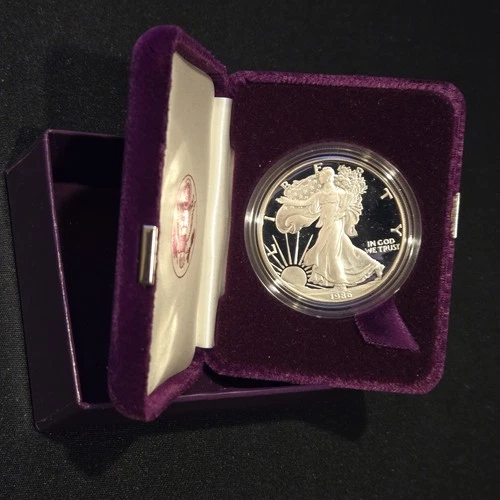 1986-S Proof American Silver Eagle Dollar $1 Box & COA US Mint Bullion OGP